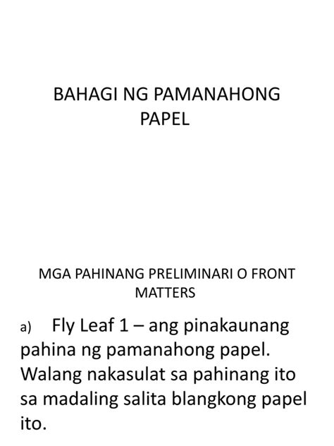 (PDF) BAHAGI NG PAMANAHONG PAPEL.